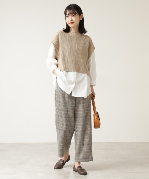 NATURAL BEAUTY BASIC（ナチュラルビューティーベーシック）の「ベスト×チュニックシャツセット/0171270972（ニット/セーター・レディース・ベージュ/ネイビー/グリーン・MEDIUM）」の5枚目の写真