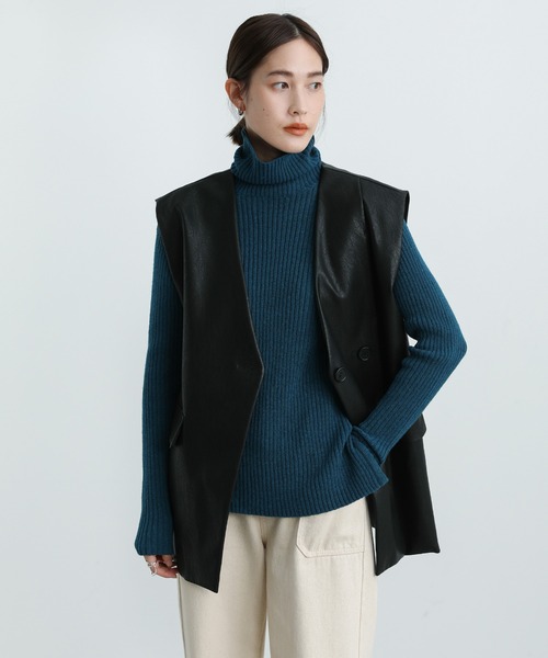 select MOCA(セレクトモカ)の「サイドスリットタートルニット(ニット/セーター・レディース・オレンジ/ブルー/チャコール・FREE)」の20枚目の写真