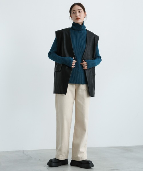 select MOCA(セレクトモカ)の「サイドスリットタートルニット(ニット/セーター・レディース・オレンジ/ブルー/チャコール・FREE)」の19枚目の写真