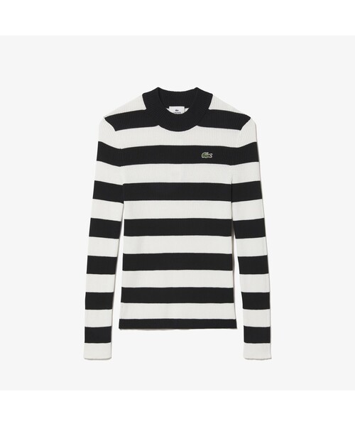 LACOSTE L!VE ハイネックボーダーリブニット LACOSTE L!VE ハイネックボーダーリブニット