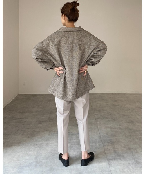 She's Closet(シーズクローゼット)の「ビッグシルエットヘリンボーン長袖シャツジャケット(ブルゾン・レディース・ブラック/ブラウン/グレー/ライトベージュ・FREE)」の12枚目の写真