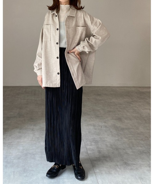 She's Closet(シーズクローゼット)の「ビッグシルエットヘリンボーン長袖シャツジャケット(ブルゾン・レディース・ブラック/ブラウン/グレー/ライトベージュ・FREE)」の11枚目の写真