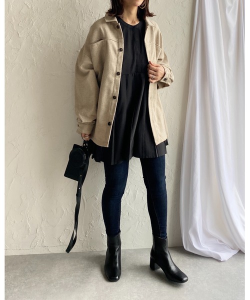 She's Closet(シーズクローゼット)の「ビッグシルエットヘリンボーン長袖シャツジャケット(ブルゾン・レディース・ブラック/ブラウン/グレー/ライトベージュ・FREE)」の21枚目の写真