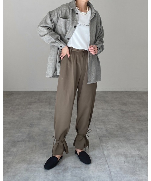 She's Closet(シーズクローゼット)の「ビッグシルエットヘリンボーン長袖シャツジャケット(ブルゾン・レディース・ブラック/ブラウン/グレー/ライトベージュ・FREE)」の15枚目の写真