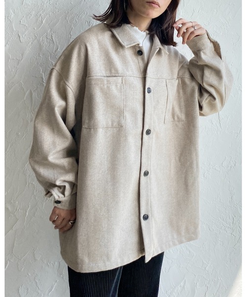 She's Closet(シーズクローゼット)の「ビッグシルエットヘリンボーン長袖シャツジャケット(ブルゾン・レディース・ブラック/ブラウン/グレー/ライトベージュ・FREE)」の17枚目の写真