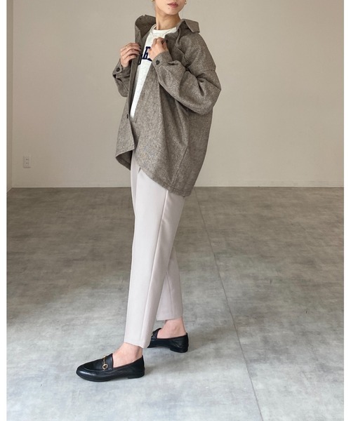 She's Closet(シーズクローゼット)の「ビッグシルエットヘリンボーン長袖シャツジャケット(ブルゾン・レディース・ブラック/ブラウン/グレー/ライトベージュ・FREE)」の10枚目の写真
