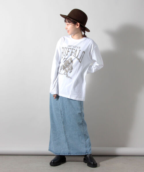 FREDY&GLOSTER（フレディアンドグロスター）の「バッファロー柄 ヘビーウェイト長袖Tシャツ（Tシャツ/カットソー・レディース・ブラック系その他4/グリーン系その他4/ホワイト系その他5/ブルー系その他7・38）」の6枚目の写真