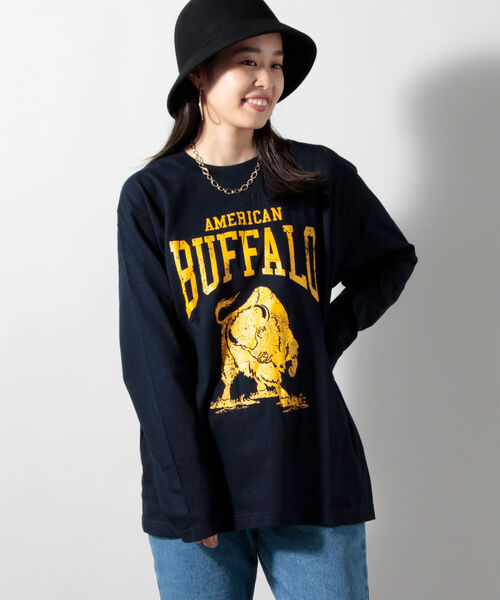 FREDY&GLOSTER（フレディアンドグロスター）の「バッファロー柄 ヘビーウェイト長袖Tシャツ（Tシャツ/カットソー・レディース・ブラック系その他4/グリーン系その他4/ホワイト系その他5/ブルー系その他7・38）」の22枚目の写真
