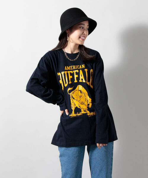 FREDY&GLOSTER（フレディアンドグロスター）の「バッファロー柄 ヘビーウェイト長袖Tシャツ（Tシャツ/カットソー・レディース・ブラック系その他4/グリーン系その他4/ホワイト系その他5/ブルー系その他7・38）」の21枚目の写真