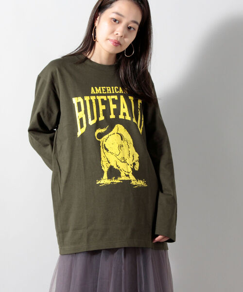 FREDY&GLOSTER（フレディアンドグロスター）の「バッファロー柄 ヘビーウェイト長袖Tシャツ（Tシャツ/カットソー・レディース・ブラック系その他4/グリーン系その他4/ホワイト系その他5/ブルー系その他7・38）」の19枚目の写真