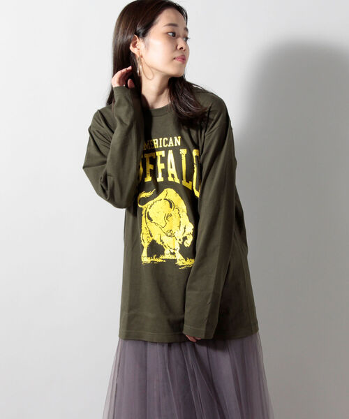 FREDY&GLOSTER（フレディアンドグロスター）の「バッファロー柄 ヘビーウェイト長袖Tシャツ（Tシャツ/カットソー・レディース・ブラック系その他4/グリーン系その他4/ホワイト系その他5/ブルー系その他7・38）」の18枚目の写真
