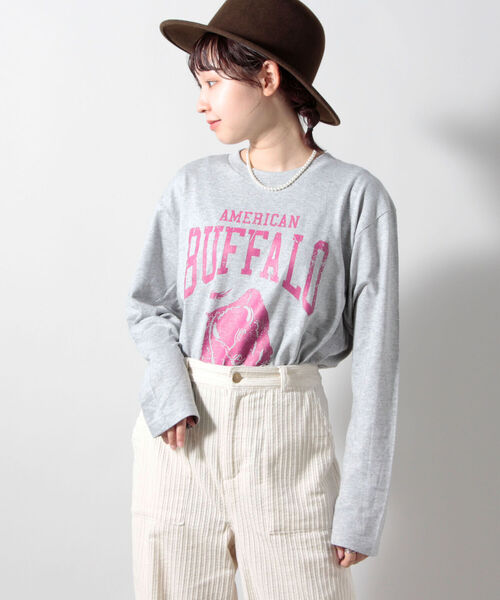 FREDY&GLOSTER（フレディアンドグロスター）の「バッファロー柄 ヘビーウェイト長袖Tシャツ（Tシャツ/カットソー・レディース・ブラック系その他4/グリーン系その他4/ホワイト系その他5/ブルー系その他7・38）」の15枚目の写真