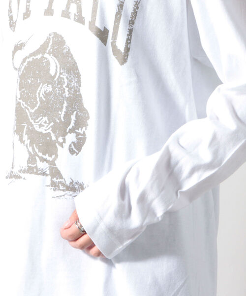 FREDY&GLOSTER（フレディアンドグロスター）の「バッファロー柄 ヘビーウェイト長袖Tシャツ（Tシャツ/カットソー・レディース・ブラック系その他4/グリーン系その他4/ホワイト系その他5/ブルー系その他7・38）」の9枚目の写真