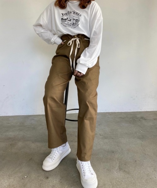 nemne store(ネンネストア)の「どんぐりと遊ぶウエスト縛りストレートパンツ(その他パンツ・レディース・オリーブ/グリーン/スミクロ・SMALL/MEDIUM)」の9枚目の写真