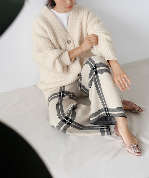 ELFRANK（エルフランク）の「ニットジャガードチェック柄ワイド