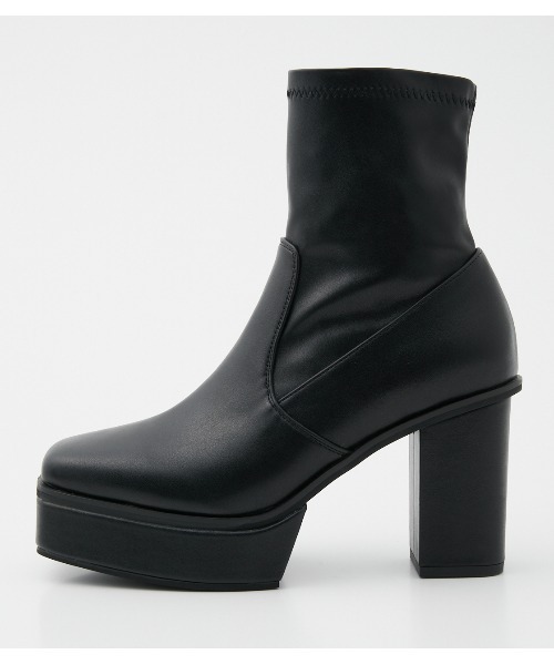 AZUL by moussy（アズールバイマウジー）の「PLATFORM STRETCH BOOTS/プラットフォームストレッチブーツ（ブーツ・レディース・ブラック・SMALL/MEDIUM/LARGE）」の6枚目の写真