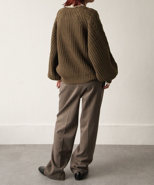 Chillfar（チルファー）の「3G手編み風ケーブルニット（ニット/セーター・レディース・ベージュ/ブラウン/レッド/アイボリー・FREE）」の22枚目の写真