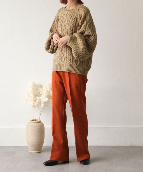 Chillfar（チルファー）の「3G手編み風ケーブルニット（ニット/セーター・レディース・ベージュ/ブラウン/レッド/アイボリー・FREE）」の13枚目の写真