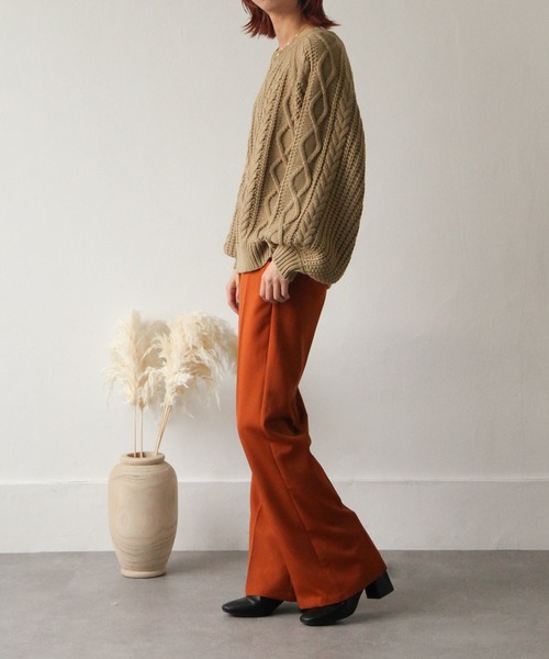 Chillfar（チルファー）の「3G手編み風ケーブルニット（ニット/セーター・レディース・ベージュ/ブラウン/レッド/アイボリー・FREE）」の6枚目の写真