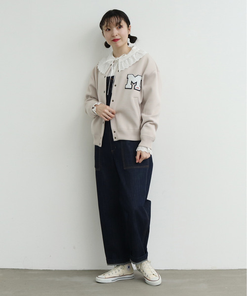 Dot＆Stripes CHILD WOMAN（ドットアンドストライプス　チャイルドウーマン）の「ecopet ニットブルゾン（ブルゾン・レディース・ベージュ/ネイビー/カーキ/サックスブルー・1）」の2枚目の写真