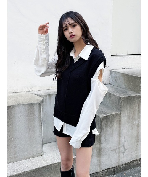 ENVYM(アンビー)の「ショルダーカッティングSH(Tシャツ/カットソー・レディース・ホワイト/ブラック/ベージュ・FREE)」の11枚目の写真