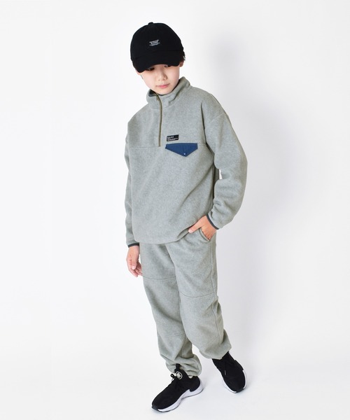 GLAZOS（グラソス）の「【セットアイテム】フリース・ハーフジップトレーナー＋イージーパンツ（スウェット・キッズ・ブラック/ネイビー/グレー・130cm/140cm/150cm/160cm/170cm）」の2枚目の写真