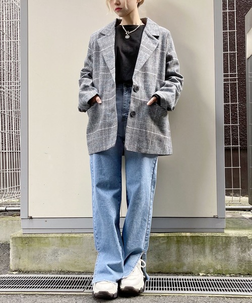 Figments（フィグメンツ）の「チェックテーラードジャケット（テーラードジャケット・レディース・グレー・FREE）」の5枚目の写真