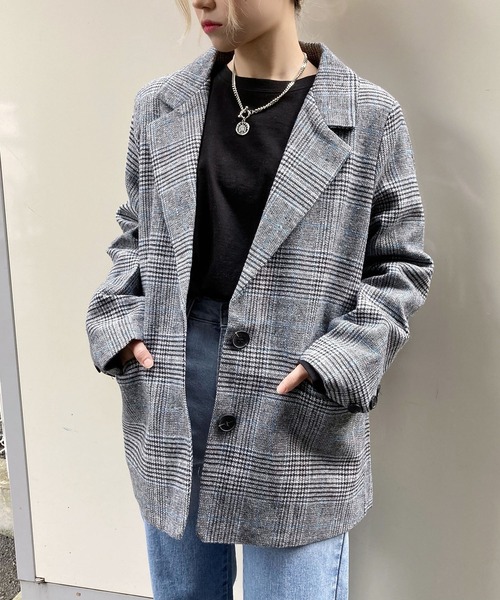 Figments（フィグメンツ）の「チェックテーラードジャケット（テーラードジャケット・レディース・グレー・FREE）」の10枚目の写真