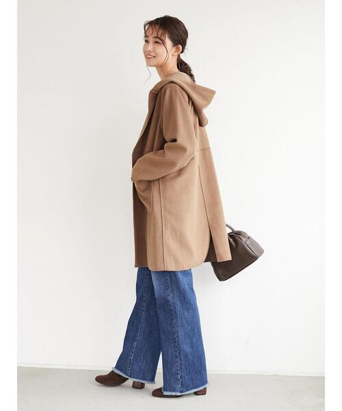 CRAFT STANDARD BOUTIQUE(クラフトスタンダードブティック)の「圧縮起毛ロングコート *◆(ノーカラーコート・レディース・ブラウン/グリーン/イエロー/ナチュラル・FREE)」の8枚目の写真