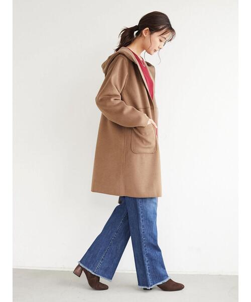 CRAFT STANDARD BOUTIQUE(クラフトスタンダードブティック)の「圧縮起毛ロングコート *◆(ノーカラーコート・レディース・ブラウン/グリーン/イエロー/ナチュラル・FREE)」の9枚目の写真