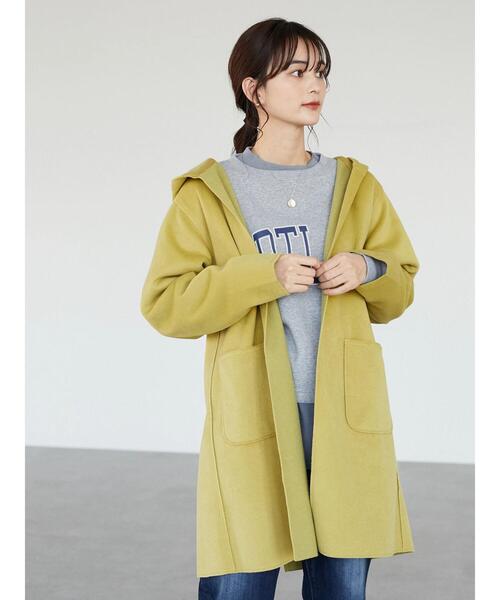 CRAFT STANDARD BOUTIQUE(クラフトスタンダードブティック)の「圧縮起毛ロングコート *◆(ノーカラーコート・レディース・ブラウン/グリーン/イエロー/ナチュラル・FREE)」の10枚目の写真