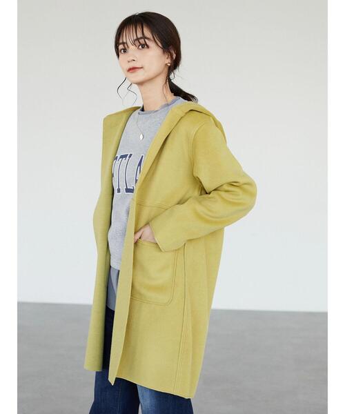 CRAFT STANDARD BOUTIQUE(クラフトスタンダードブティック)の「圧縮起毛ロングコート *◆(ノーカラーコート・レディース・ブラウン/グリーン/イエロー/ナチュラル・FREE)」の11枚目の写真