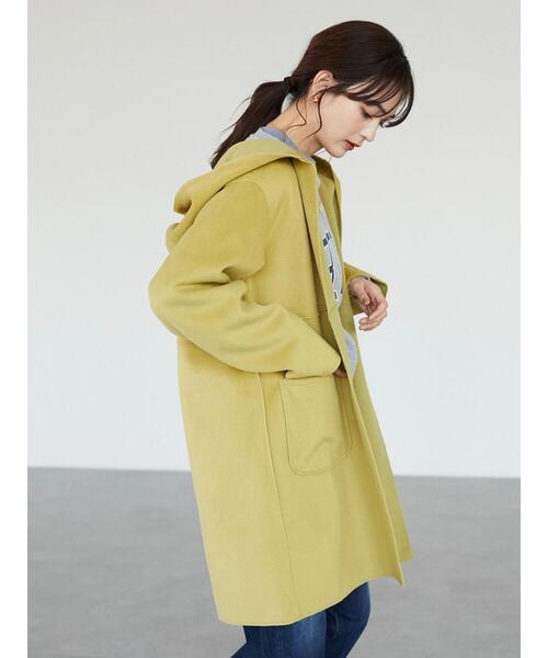 CRAFT STANDARD BOUTIQUE(クラフトスタンダードブティック)の「圧縮起毛ロングコート *◆(ノーカラーコート・レディース・ブラウン/グリーン/イエロー/ナチュラル・FREE)」の12枚目の写真
