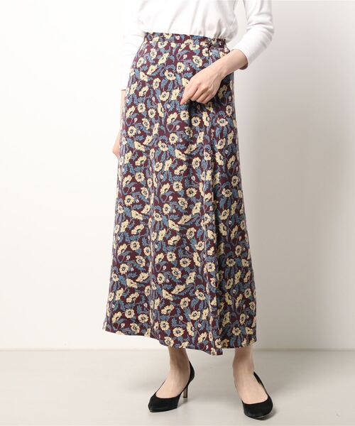 Lugnoncure（ルノンキュール）の「レトロ花柄ナロースカート（スカート・レディース・グレー/ネイビー/ボルドー・MEDIUM/LARGE）」の6枚目の写真