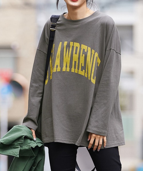 coca（coca）（コカ）の「ビッグシルエットプリントロンTee（Tシャツ/カットソー・レディース・ホワイト/チャコールグレー/グレー・M/L）」の3枚目の写真