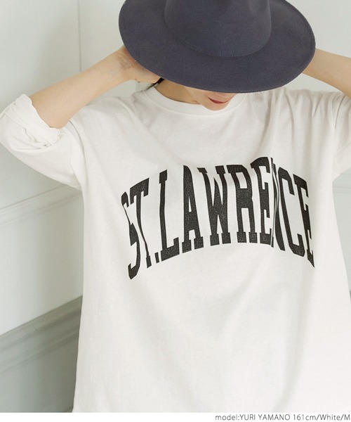 coca（coca）（コカ）の「ビッグシルエットプリントロンTee（Tシャツ/カットソー・レディース・ホワイト/チャコールグレー/グレー・M/L）」の7枚目の写真