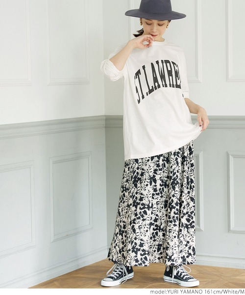 coca（coca）（コカ）の「ビッグシルエットプリントロンTee（Tシャツ/カットソー・レディース・ホワイト/チャコールグレー/グレー・M/L）」の8枚目の写真