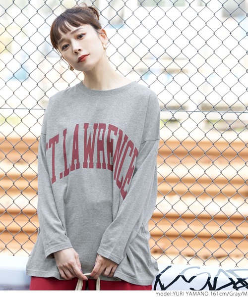 coca（coca）（コカ）の「ビッグシルエットプリントロンTee（Tシャツ/カットソー・レディース・ホワイト/チャコールグレー/グレー・M/L）」の11枚目の写真