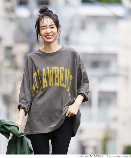 coca（coca）（コカ）の「ビッグシルエットプリントロンTee（Tシャツ/カットソー・レディース・ホワイト/チャコールグレー/グレー・M/L）」の15枚目の写真