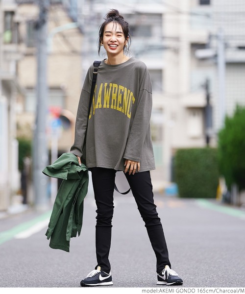 coca（coca）（コカ）の「ビッグシルエットプリントロンTee（Tシャツ/カットソー・レディース・ホワイト/チャコールグレー/グレー・M/L）」の16枚目の写真