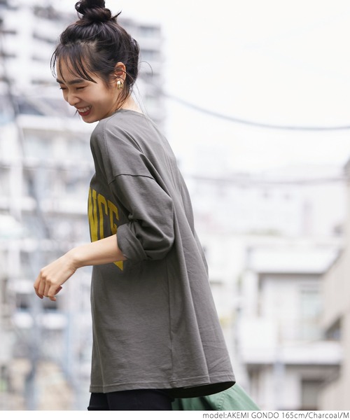 coca（coca）（コカ）の「ビッグシルエットプリントロンTee（Tシャツ/カットソー・レディース・ホワイト/チャコールグレー/グレー・M/L）」の17枚目の写真