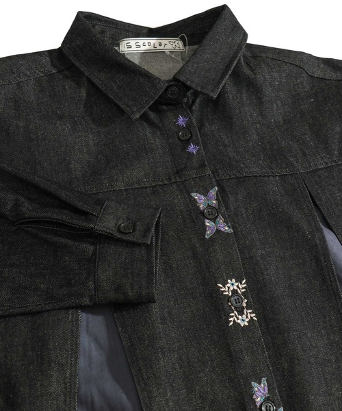 激安通販 銀座 セール 蝶刺繍柄切替デニムシャツワンピース シャツワンピース Is Scolar イズスカラー のファッション タイムセールp Arenatheatre Net