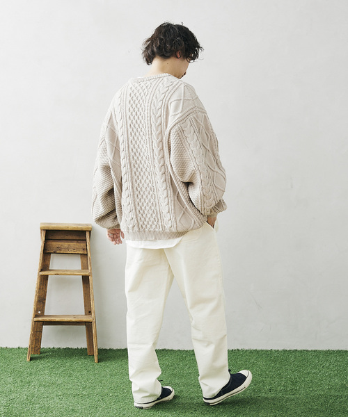 JOURNAL STANDARD relume（ジャーナルスタンダード　レリューム）の「【カーディガン+カットソーの2点SET】リサイクルポリ ケーブルカーディガン（カーディガン/ボレロ・メンズ・ホワイト/ベージュ/ブラック/ネイビー/グレー/キャメル/ブルー/ピンク/グリーン・LARGE/MEDIUM）」の14枚目の写真