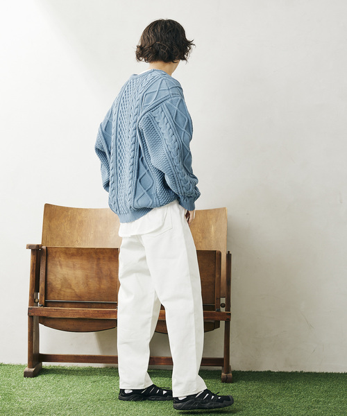 JOURNAL STANDARD relume（ジャーナルスタンダード　レリューム）の「【カーディガン+カットソーの2点SET】リサイクルポリ ケーブルカーディガン（カーディガン/ボレロ・メンズ・ホワイト/ベージュ/ブラック/ネイビー/グレー/キャメル/ブルー/ピンク/グリーン・LARGE/MEDIUM）」の17枚目の写真