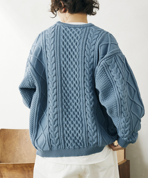 JOURNAL STANDARD relume（ジャーナルスタンダード　レリューム）の「【カーディガン+カットソーの2点SET】リサイクルポリ ケーブルカーディガン（カーディガン/ボレロ・メンズ・ホワイト/ベージュ/ブラック/ネイビー/グレー/キャメル/ブルー/ピンク/グリーン・LARGE/MEDIUM）」の21枚目の写真