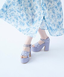 ◆ダブルベルトパールスタッズ厚底サンダル