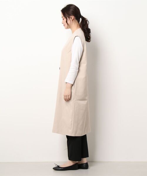 reca（レカ）の「ロングベスト（ベスト・レディース・ブラック/ライトベージュ・M）」の3枚目の写真