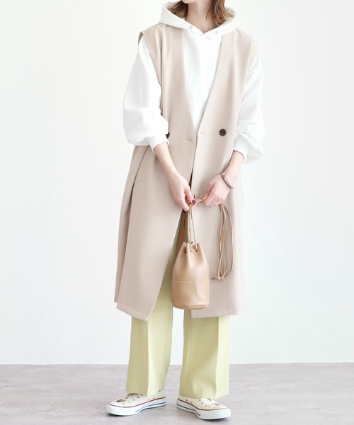 reca（レカ）の「ロングベスト（ベスト・レディース・ブラック/ライトベージュ・M）」の2枚目の写真