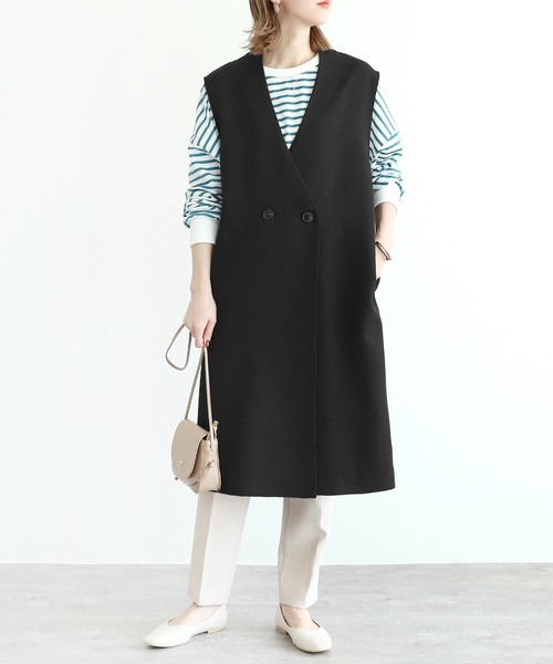 reca（レカ）の「ロングベスト（ベスト・レディース・ブラック/ライトベージュ・M）」の10枚目の写真