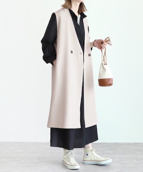 reca（レカ）の「ロングベスト（ベスト・レディース・ブラック/ライトベージュ・M）」の13枚目の写真